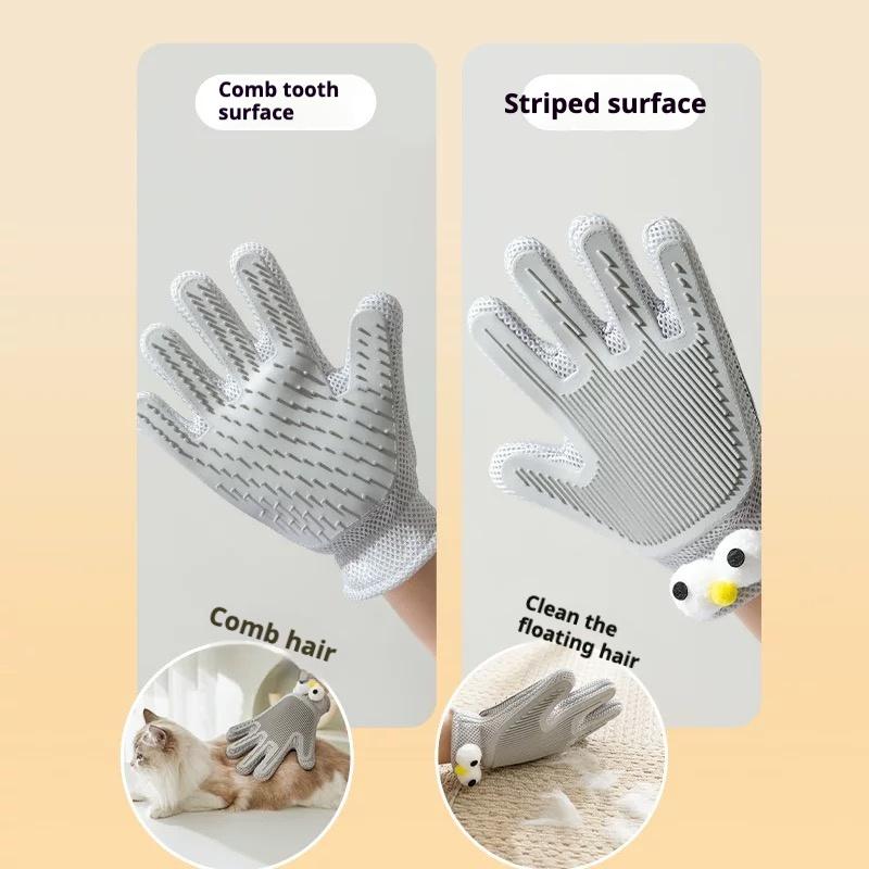 Pet Grooming Gloves and Brushes for Cats and Dogs - Hair Removal & Massage - Double-Sided, Anti-Scratch