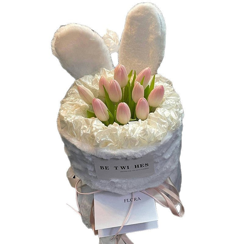 Eternal Fragrant Flower Bouquet - Small Silk Rose & Tulip Arrangement