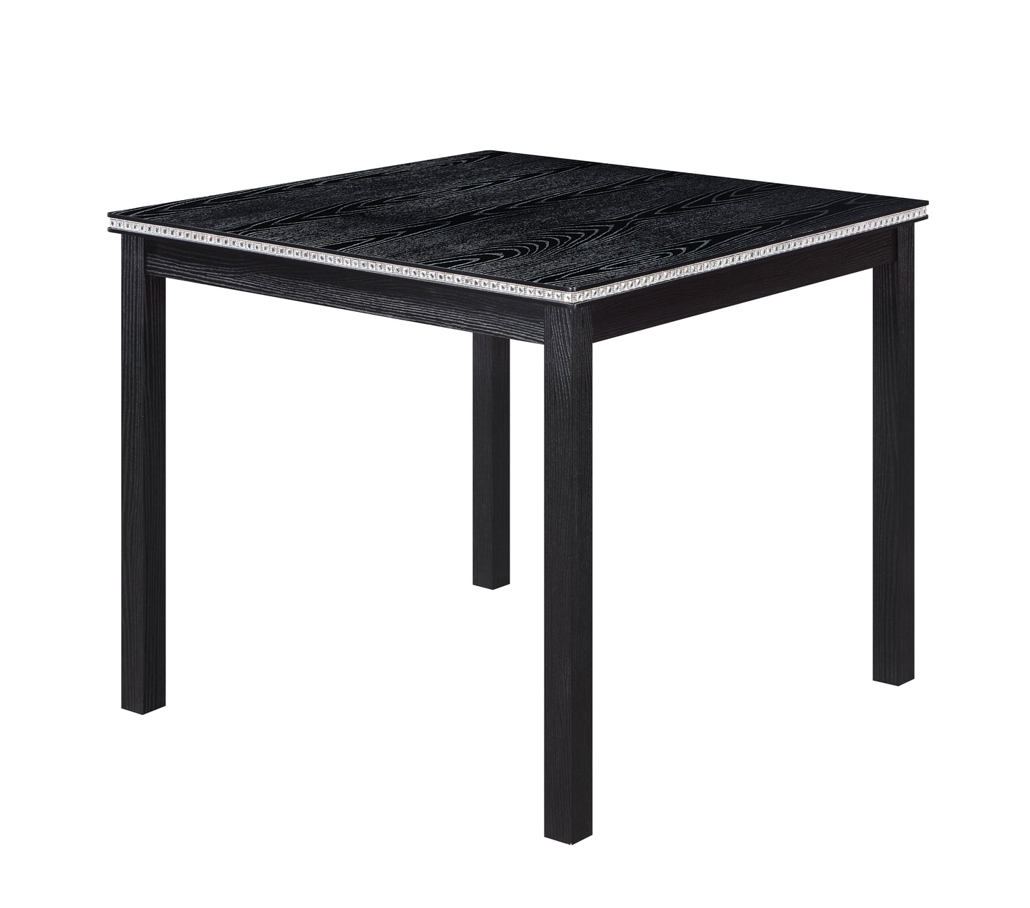 5-Piece Black Wooden Dining Table Set with Upholstered Chairs
