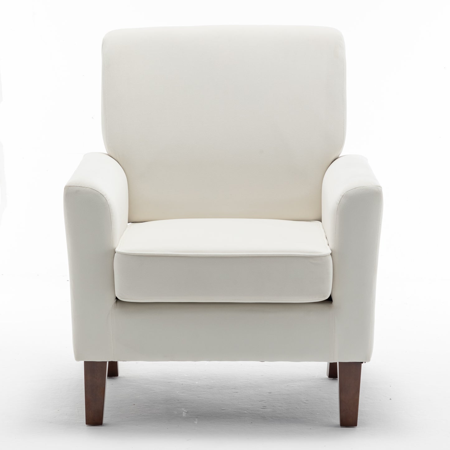 Patterned Polyester Blend Armchair, Solid Birch Wood Frame With Brown