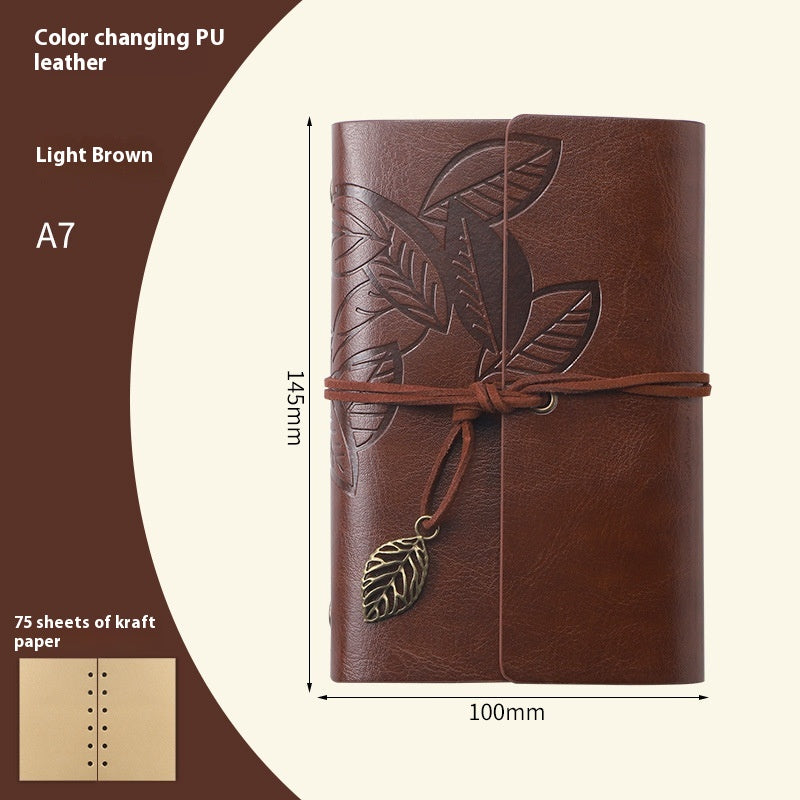 Vintage Travel Notebook - Loose Leaf Diary with Imitation Leather Cover