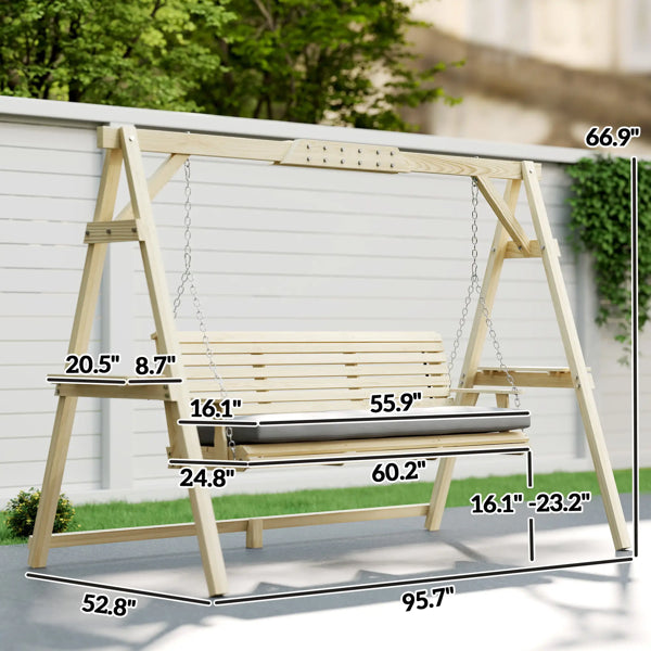 Ergonomic Outdoor Patio Swing Chair with Cushions & Shelves