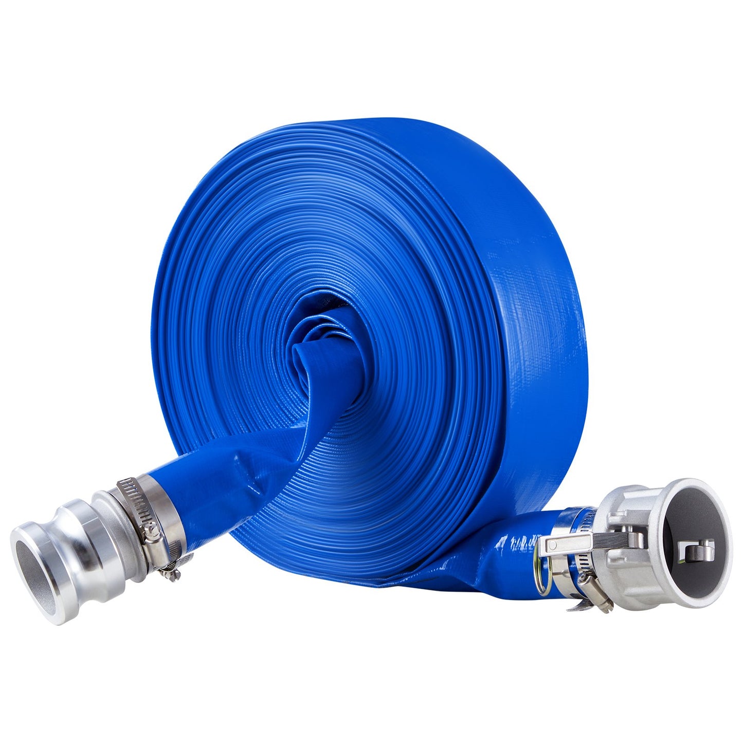 Blue Backwash Hose 2 In x 100 Ft High-Quality PVC Garden Water Hose with Fittings