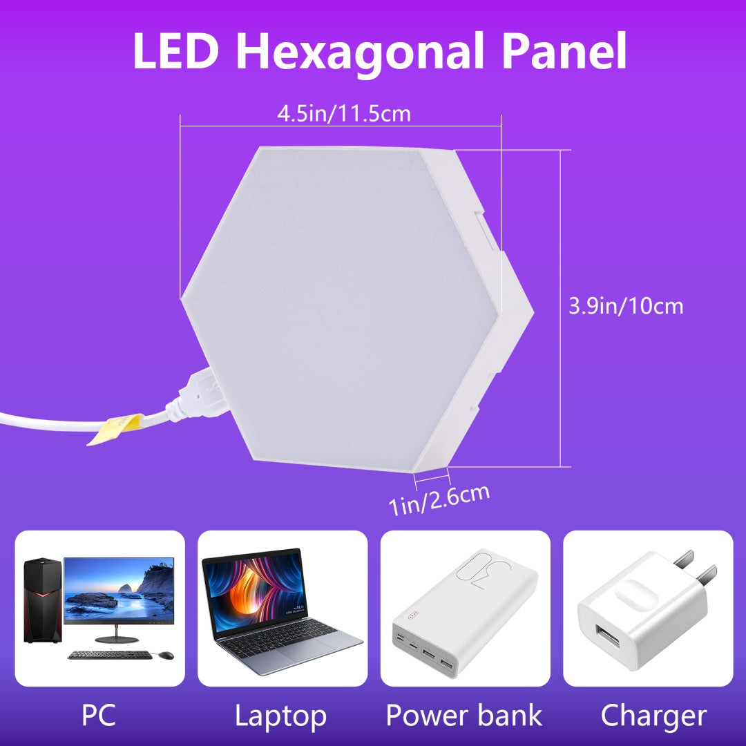 Hexagon LED Wall Panels 10 Pack RGB Modular Light Tiles Smart App Control