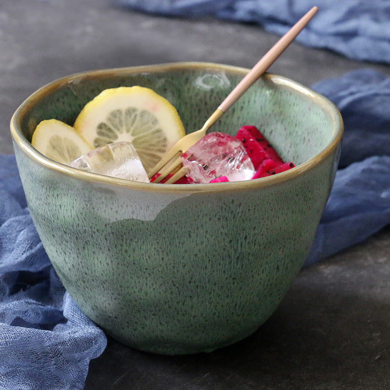 Vintage Hammered Ceramic Salad Bowl - 15cm Diameter, 900ml Capacity