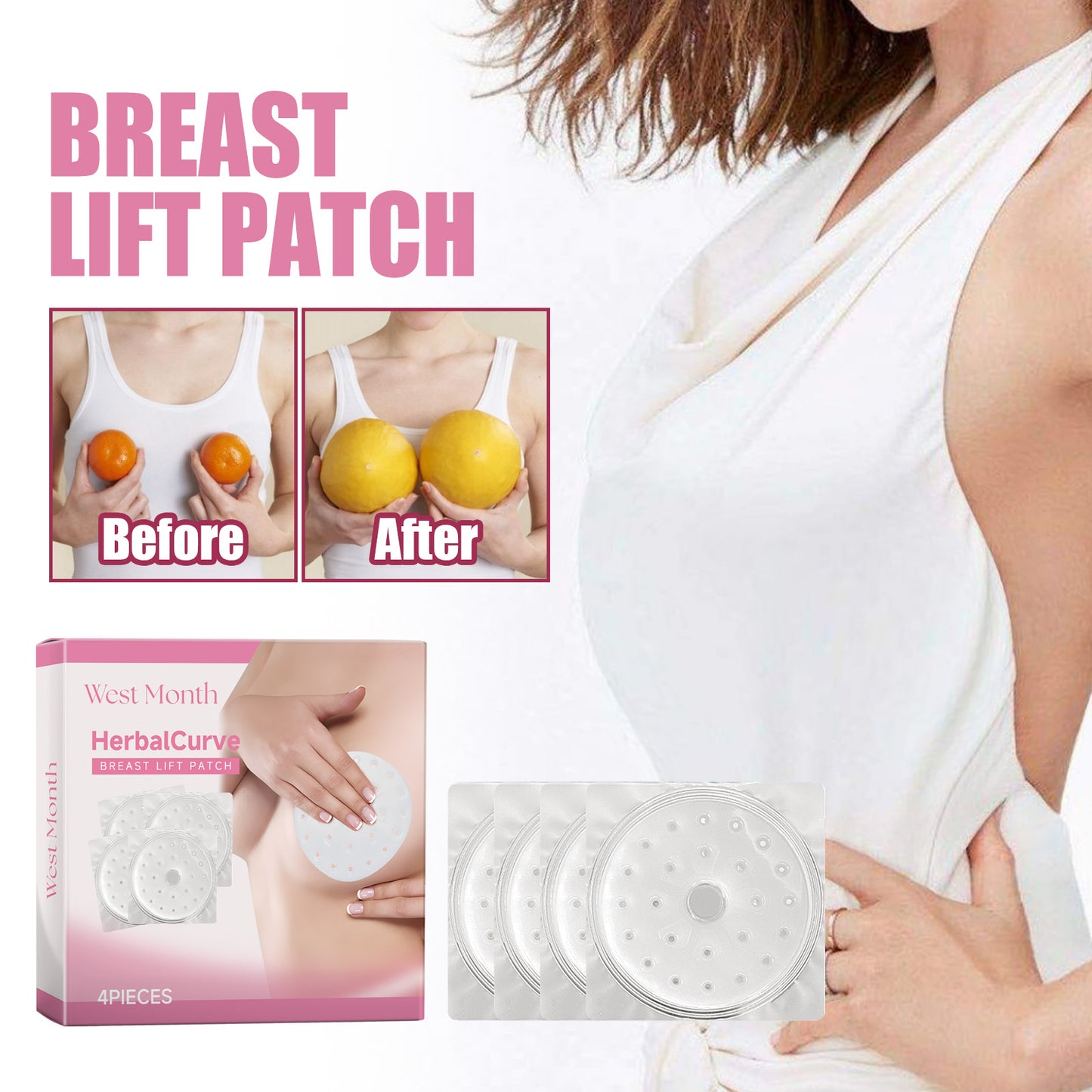 Breast Lift Firming Patches - 4 Piece Set for Sagging Skin Enhancement