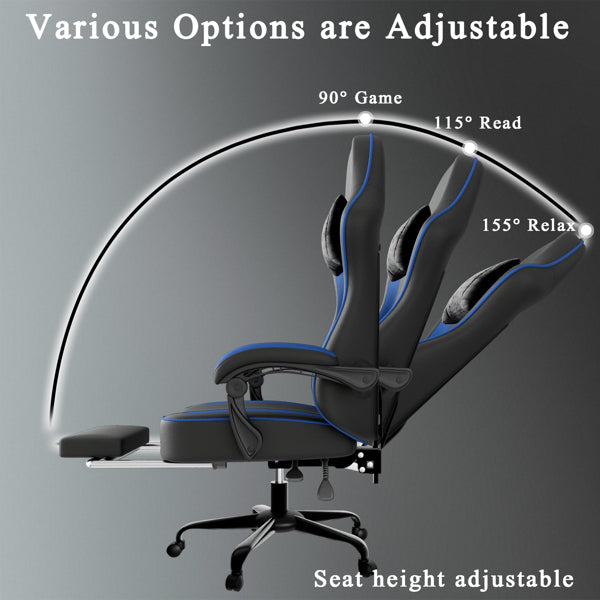 Ergonomic Gaming Chair with Footrest and Pocket Springs