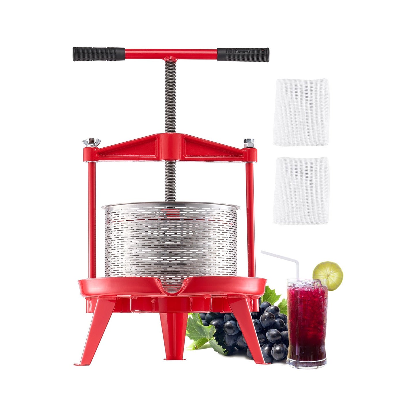 Manual Fruit Wine Press - 2.38 Gallon Stainless Steel Juicer