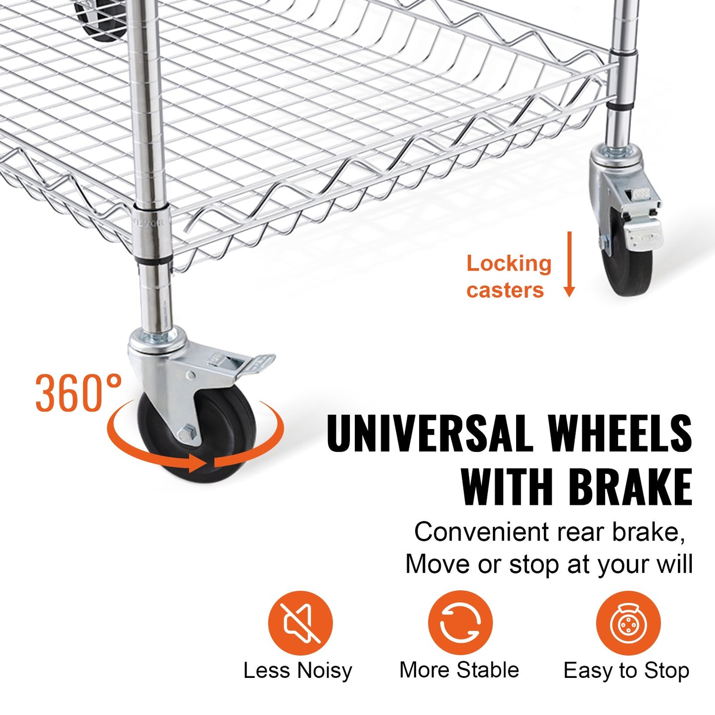 3-Tier Rolling Utility Cart - Heavy Duty Kitchen Storage