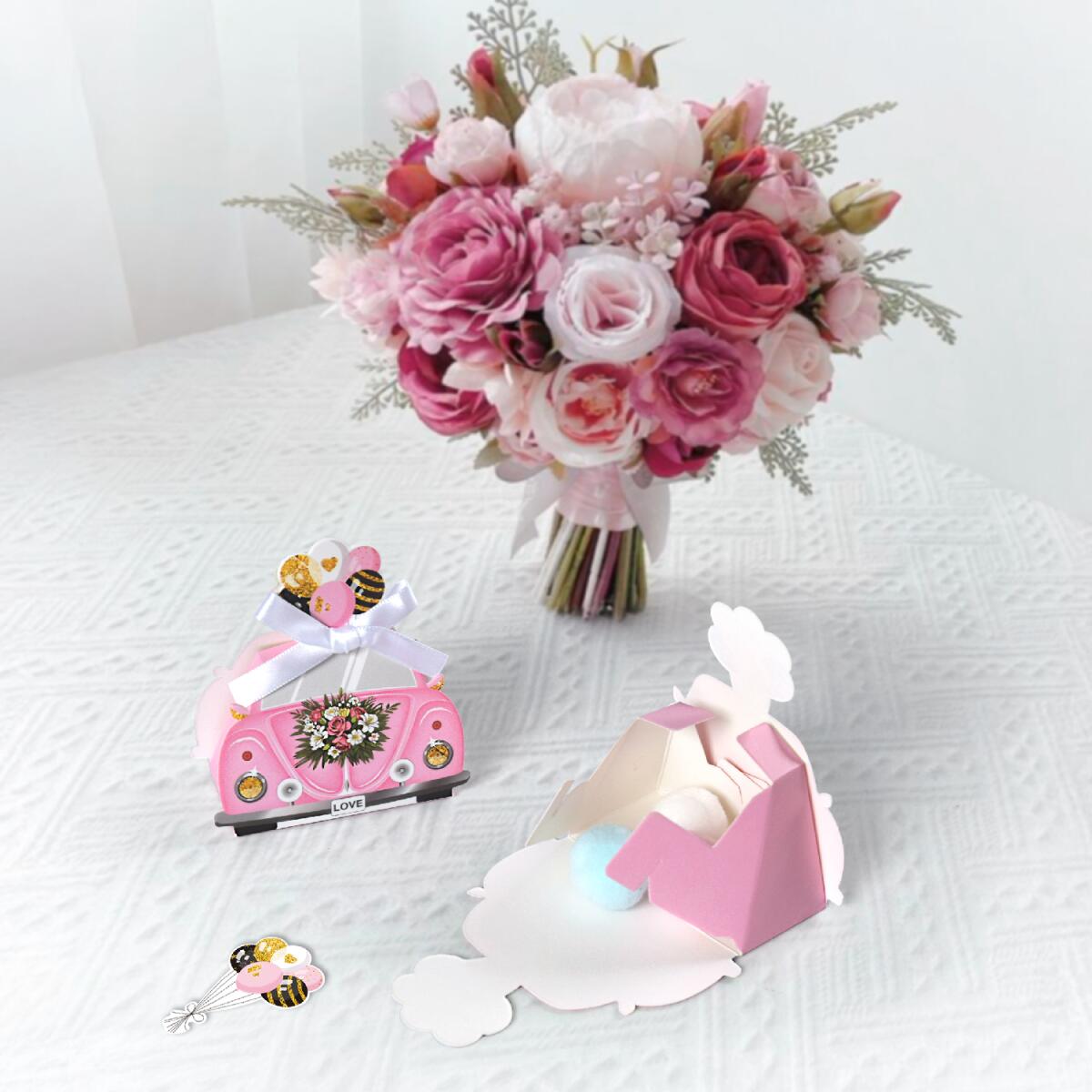 20-Pack Pink Wedding Party Favor Treat Boxes - 10x8x4.5cm