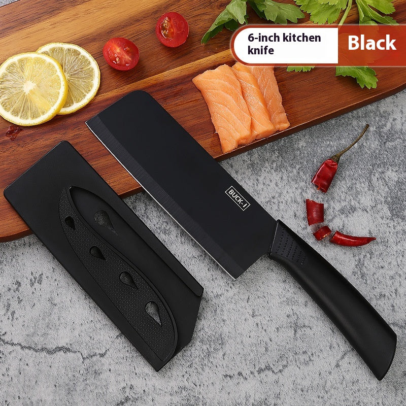 Kitchen Knife Set with Cutting Board - Black Steel Chef & Utility Knives