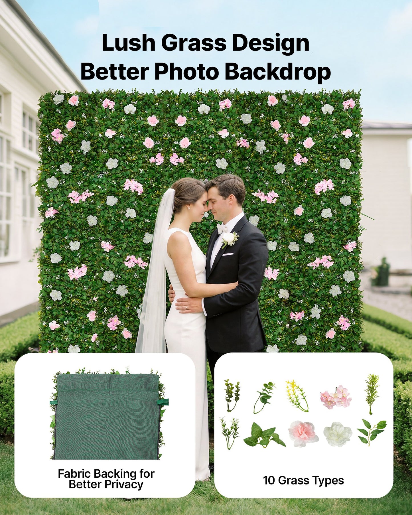 Artificial Flower Wall Backdrop 2 Pieces 2x8 Ft Silk 3D Floral Panel for Wedding & Home Decor