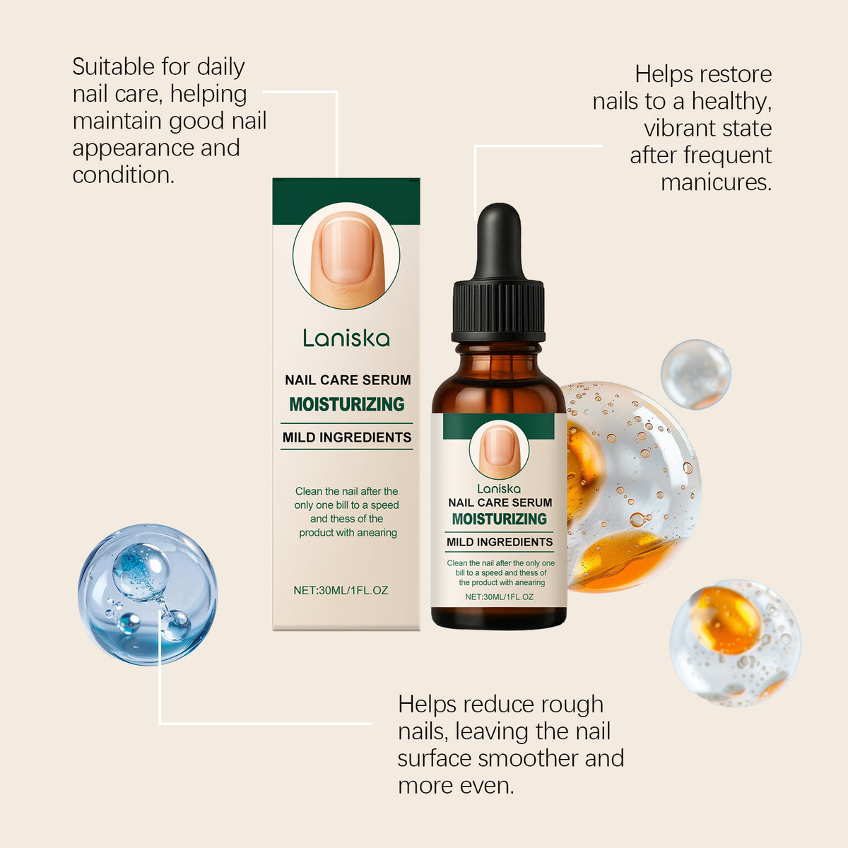 Nail Care Serum with Vitamin E & Biotin - 30ml Nail Treatment for Stronger Nails