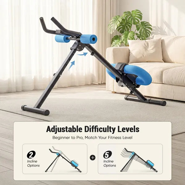 Adjustable Ab Trainer for Core Workout - Foldable & LCD Display