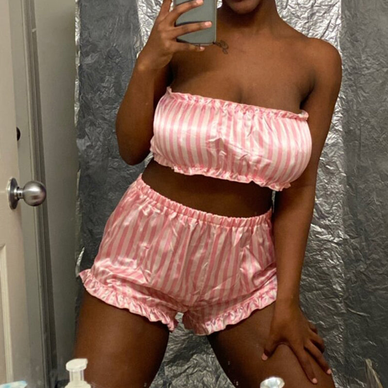 Women's Striped Pajama Set - Comfortable Casual Sleepwear for Women