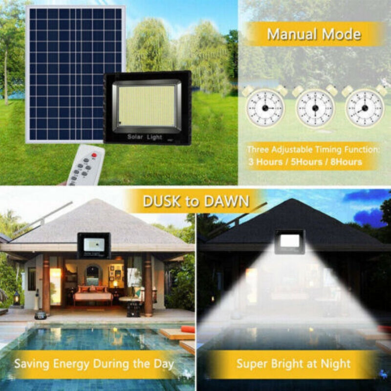 3200 Sq Ft Solar Street Light Dusk to Dawn Flood Lamp with Remote Control