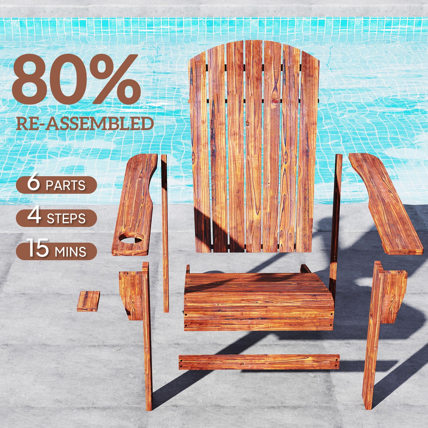 Brown Adirondack Chair with Cupholder - Outdoor Seating