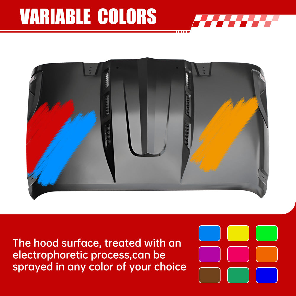 Avenger Style Replacement Hood for 2007-2017 Jeep Wrangler JK - Black
