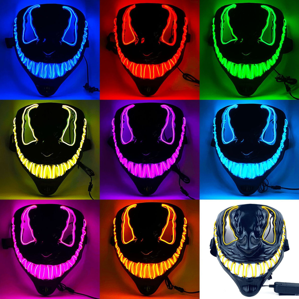 Halloween Luminous LED Mask for Dance Party Multi-Color Variants