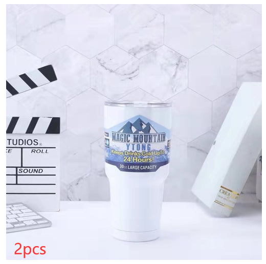 Large Capacity Stainless Steel Travel Insulated Car Mug with Straw & Brush