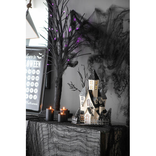 Lighted Haunted House Tabletop Decor - Halloween Decoration, 10x8.3x13.5"