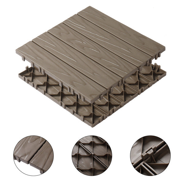 Plastic Interlocking Deck Tiles - 27 Pack, Waterproof Flooring for Patio, Porch & Poolside