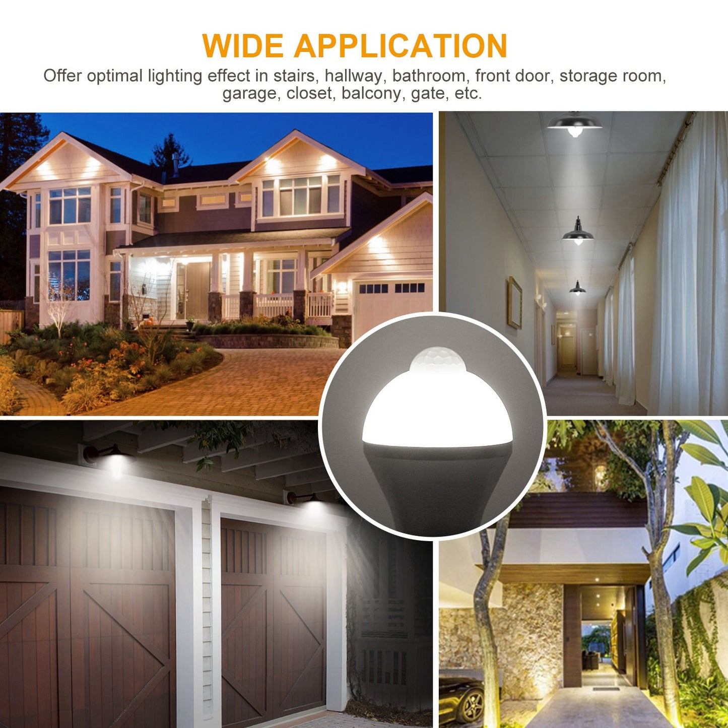 E27 Motion Sensor LED Light Bulb 9W Dusk to Dawn Indoor Outdoor