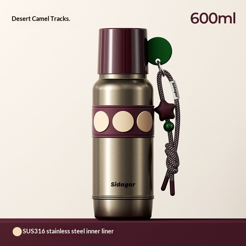 Insulated Water Bottle 600ml with Handle Stainless Steel Travel Drinking Bottle