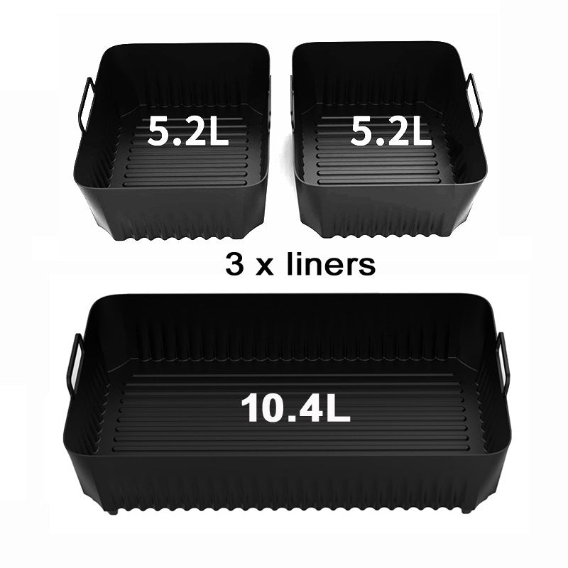 Foldable Air Fryer Baking Tray with Separation Pad - Multi-Size Silicone