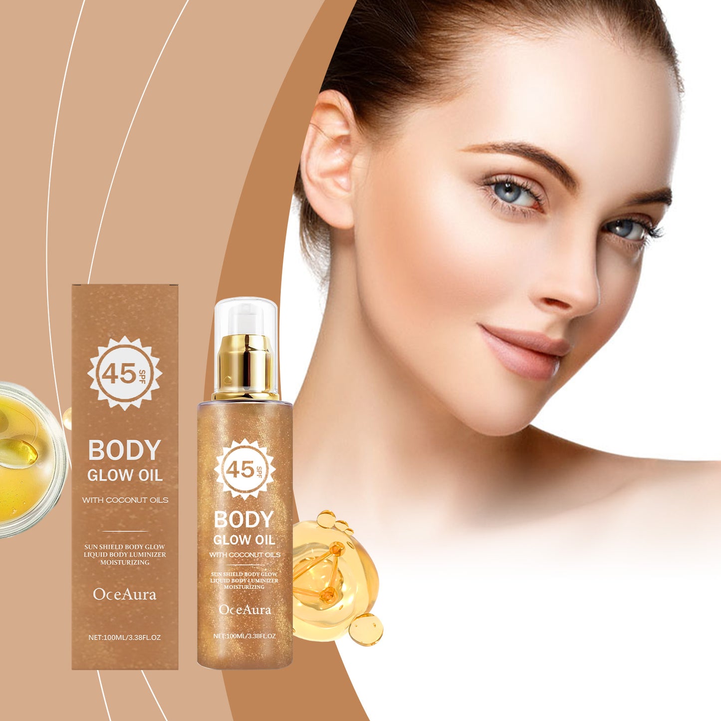 Coconut Glitter Sunscreen 100ml Outdoor Skin Protection Lotion