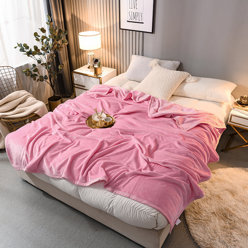 Thick Flannel Blanket for Bedroom and Dormitory Solid Color Winter Bedding