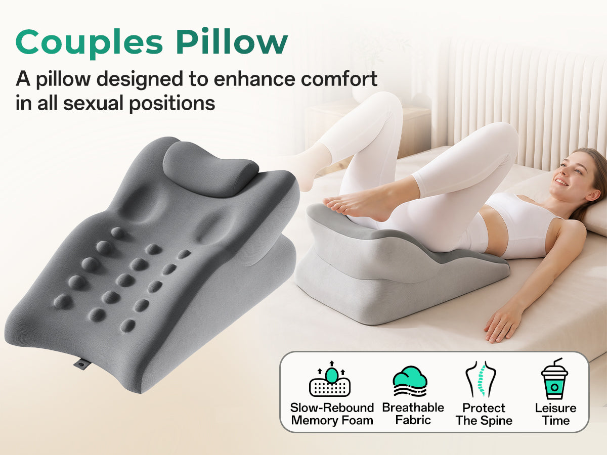 Ergonomic Memory Foam Support Pillow for Couples - Grey