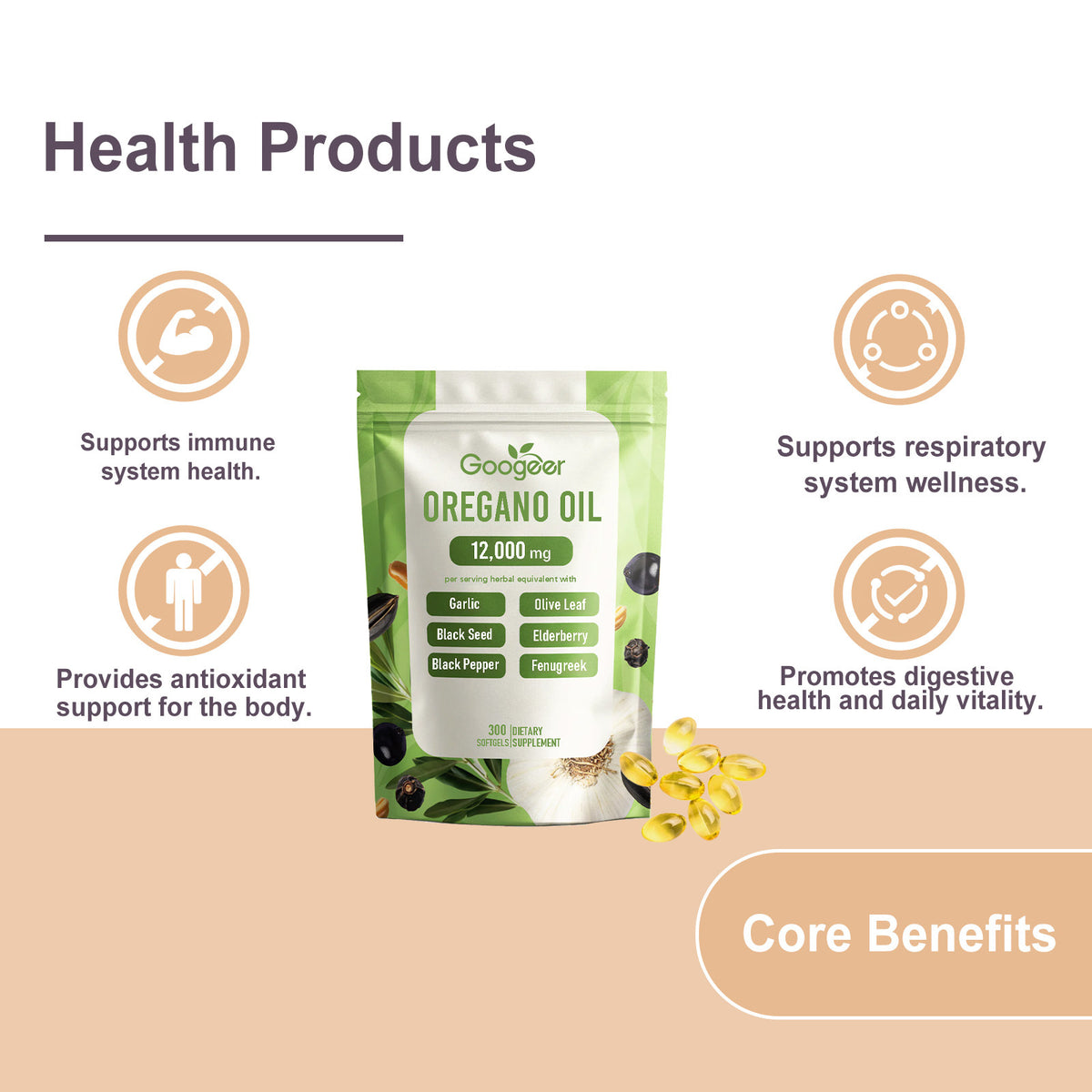 Oregano Oil Compound Softgels - 300 Capsules