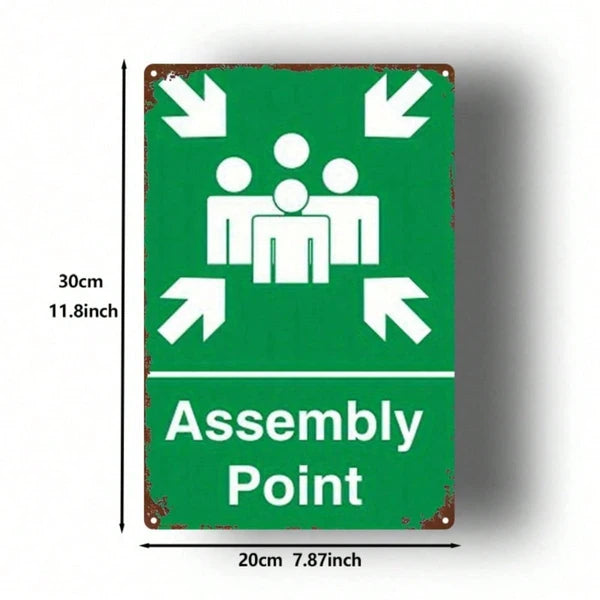 Emergency Assembly Point Sign - Metal Safety Indicator 8x12