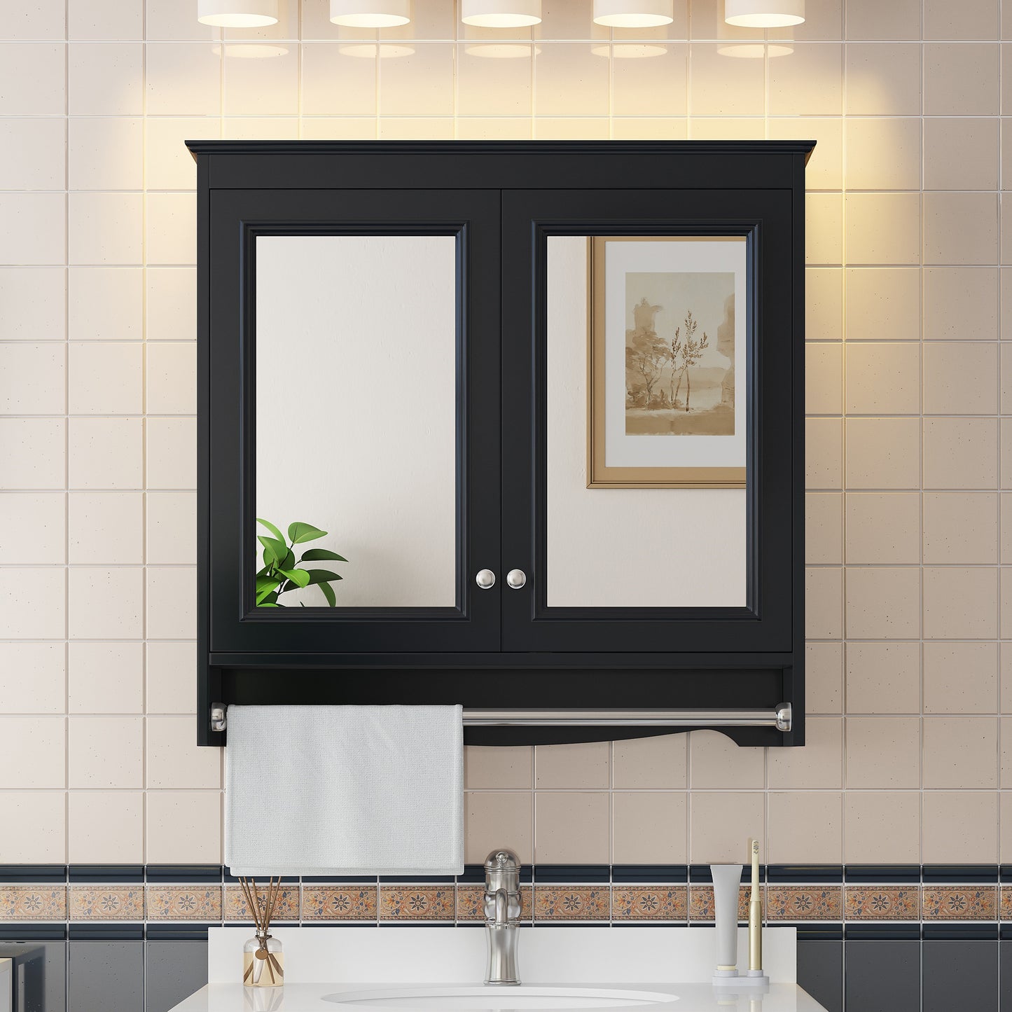 3-in-1 Bathroom Mirror Cabinet, 30 Inch Wall Mounted Medicine Cabinet