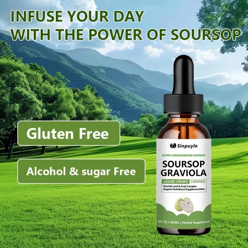 Soursop Graviola Liquid Drops - 1800mg Ultra Concentrated Herbal Supplement
