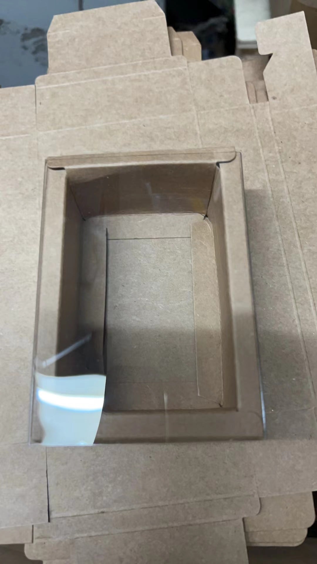 Folding Kraft Paper Jewelry Storage Box with Frosted PVC Finish