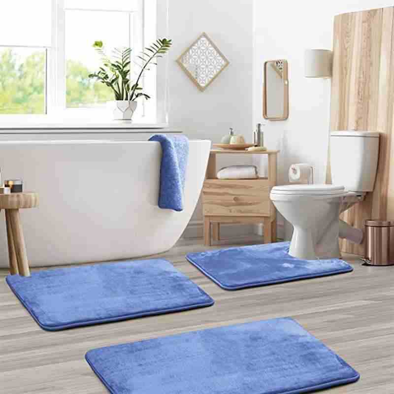 Non-Slip Coral Fleece Bathroom Mat Set - Toilet & Floor Mats for Home Use