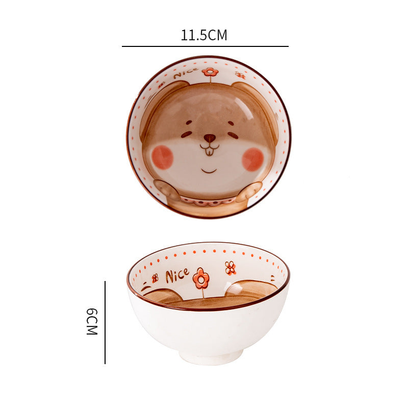 Cute Ceramic Animal Bowl Set for Kitchen - Assorted Cartoon Styles