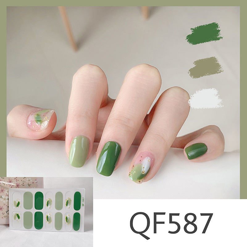 Waterproof Nail Art Stickers - 14pcs Durable Eco-Friendly Decals for Nails