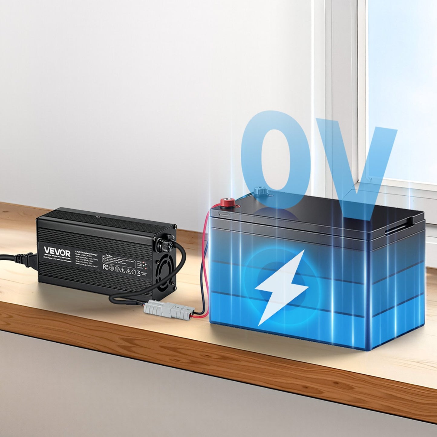 12V 20A Lithium Battery Charger for LiFePO4 Batteries - Smart 14.6V AC/DC