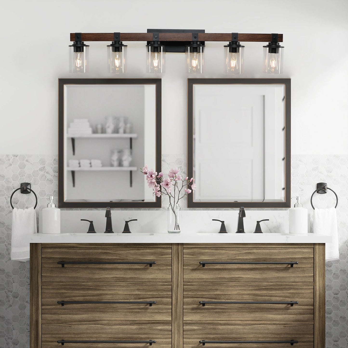 Rustic 6-Light Vanity Light Fixture - Industrial Bathroom Sconce