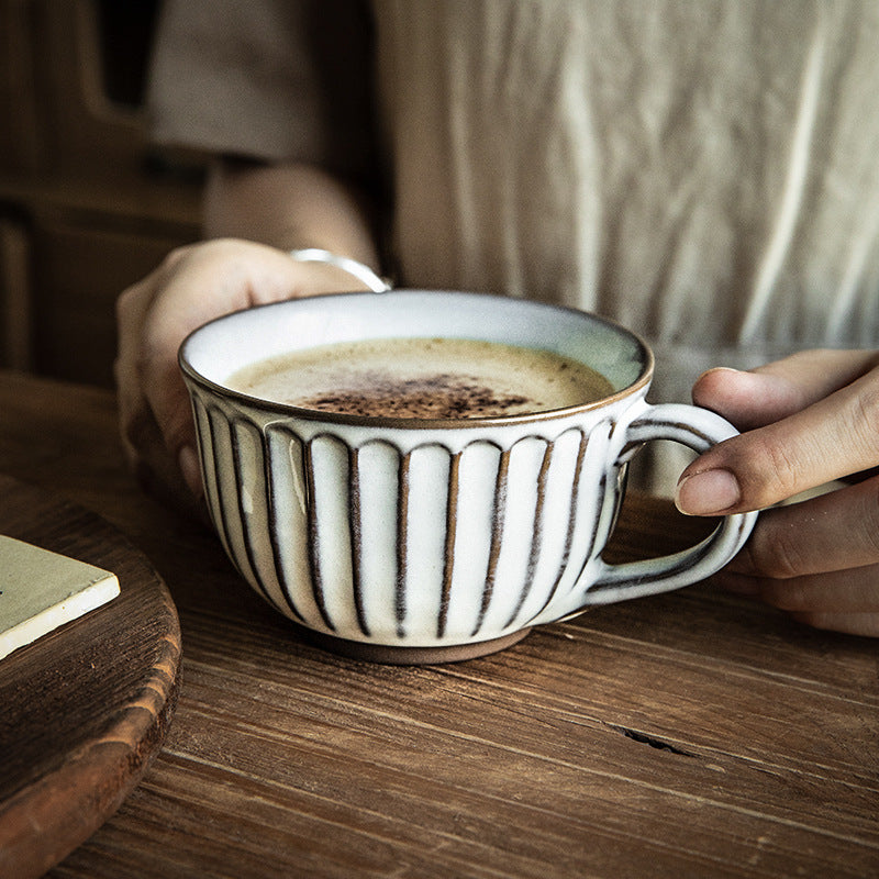 American Style Porcelain Coffee Mug - Embossed Breakfast Cup 30-400ml