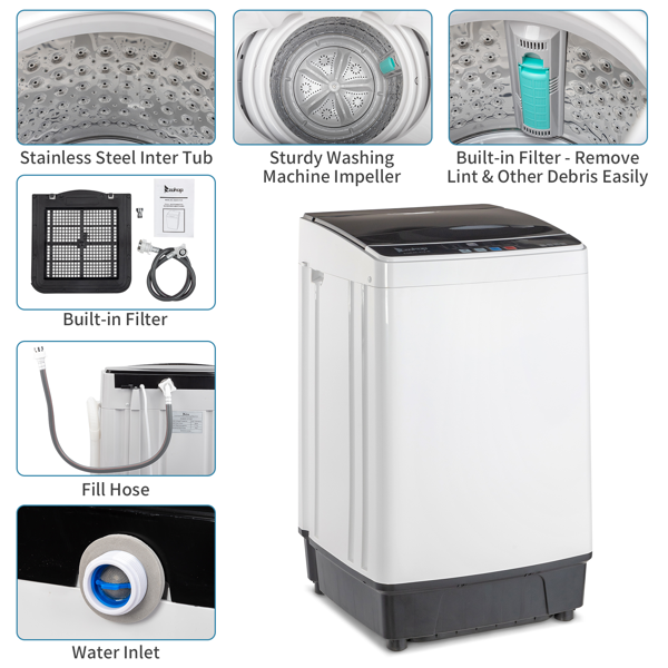 Full-Automatic Washing Machine Top Load Portable Compact Laundry