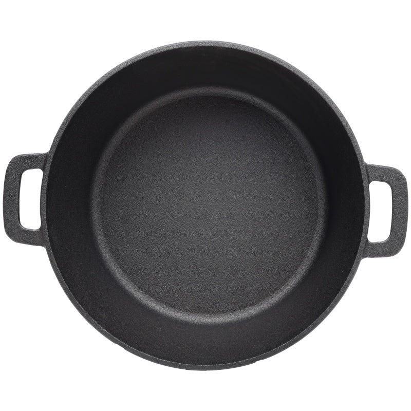 Pre-Seasoned Cast Iron Dutch Oven with Dual Handles - Black