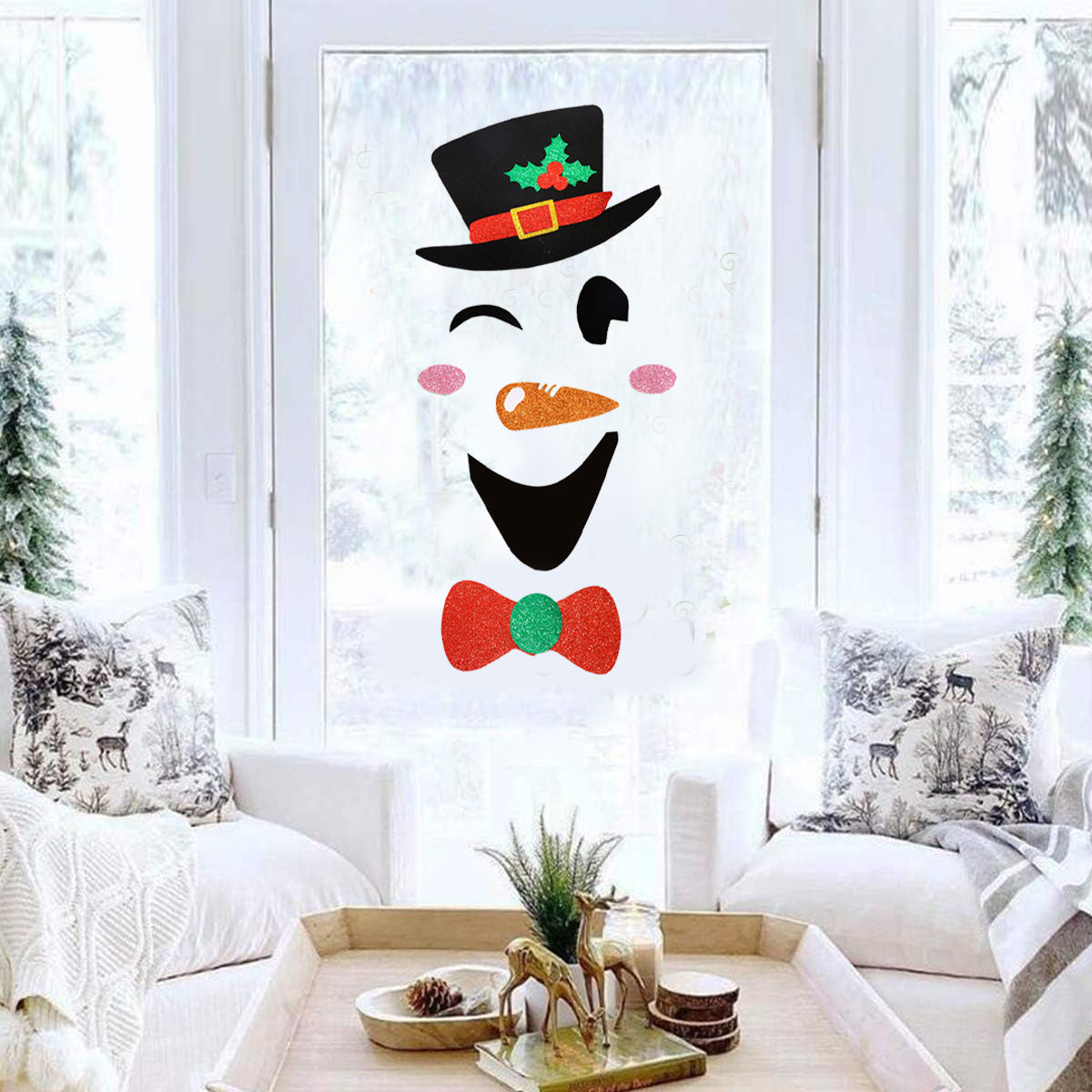 Christmas Door Stickers - Santa Claus & Snowman, 2 Packs
