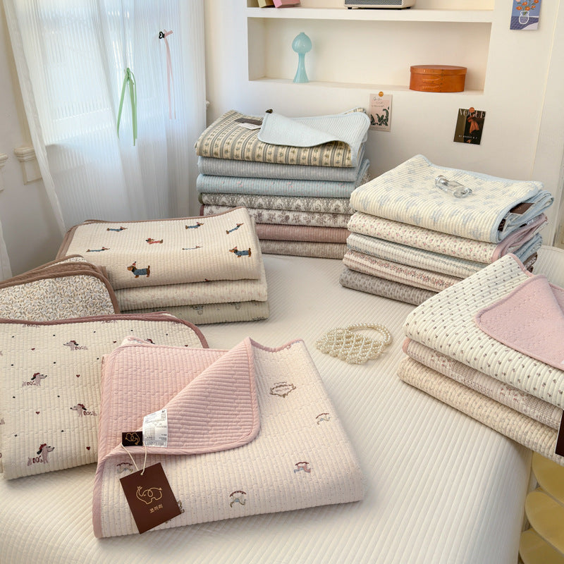 Double-Sided Pure Cotton Quilted Mattress Cover Bedspread - Multiple Sizes & Patterns