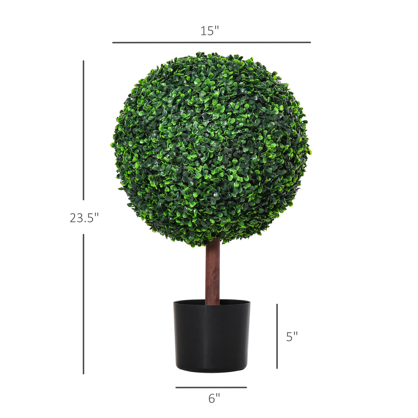 23.5" Artificial Boxwood Topiary Tree - Green Decorative Plant