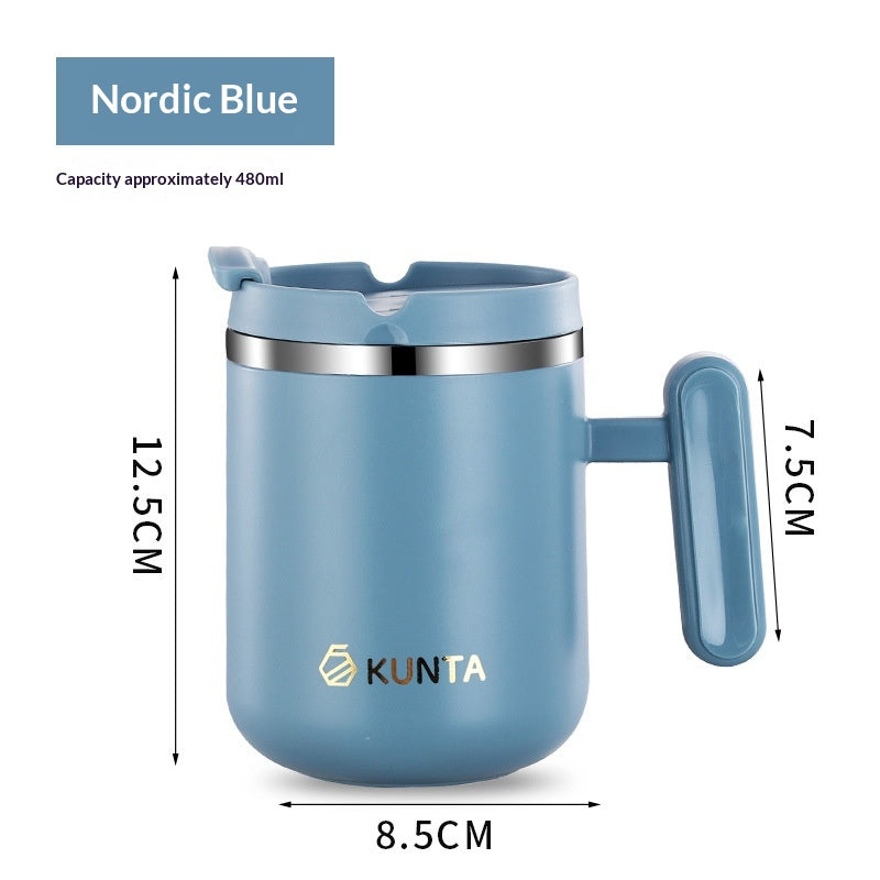 Double-Layer Insulated Thermal Coffee Mug with Lid - 450ml