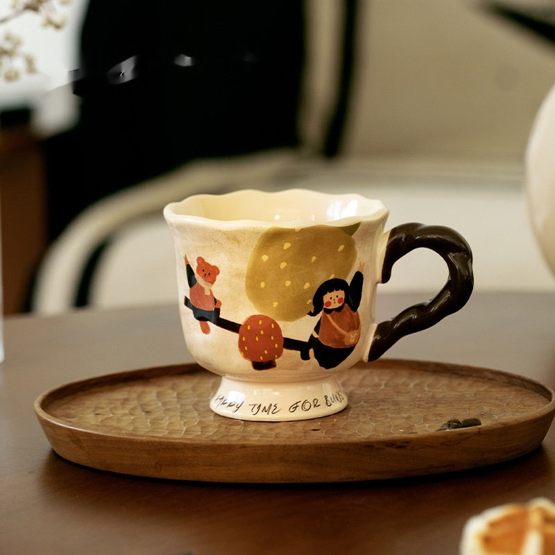 Ceramic Coffee Mug with Colorful Seesaw Mushroom Horse Spring Duck 301-400ml